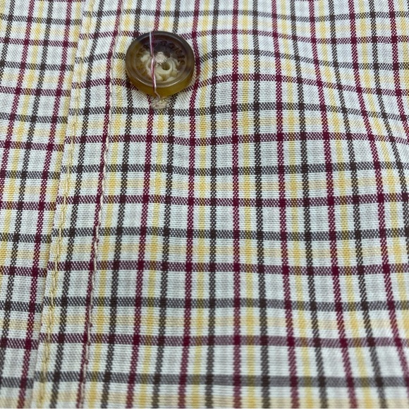 Orvis Men’s Extra Large Plaid Long Sleeve Shirt RN#70534 XL Beige Yellow Button - Picture 4 of 8